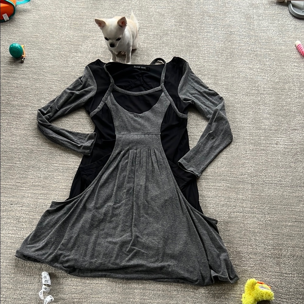Lauren Vidal - L - Grey and Black Long Sleeve Dress - Most Flattering Dress Ever